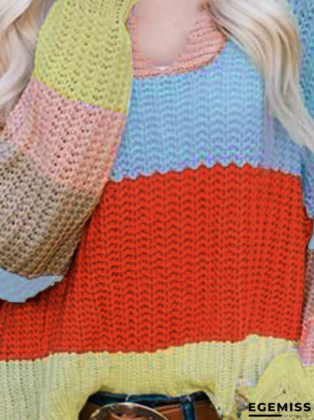 Casual Acrylic Color Block Sweater | EGEMISS
