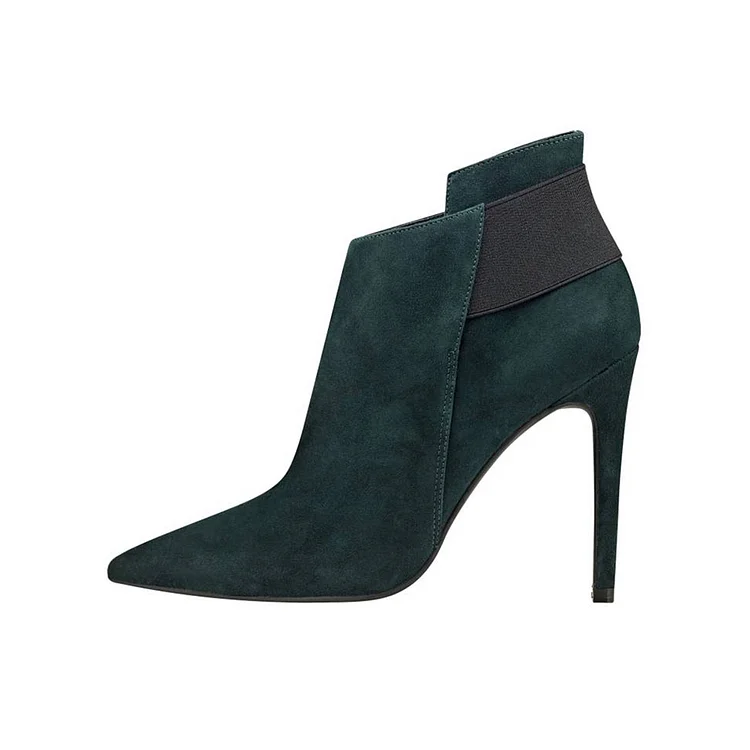 VDCOO Teal Pointy Toe Fashion Ankle Stiletto Heel Booties Vdcoo