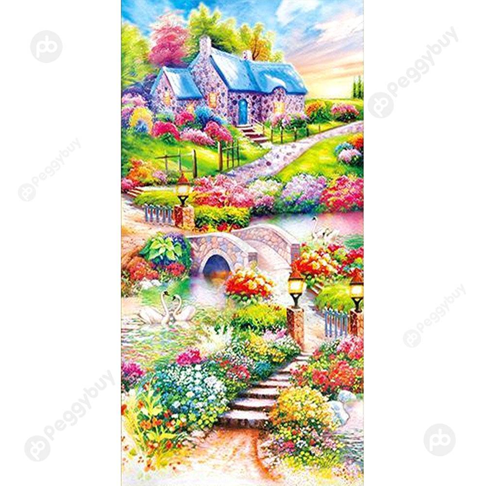 

85*45CM Round Drill Diamond Painting-Village Garden, 501 Original