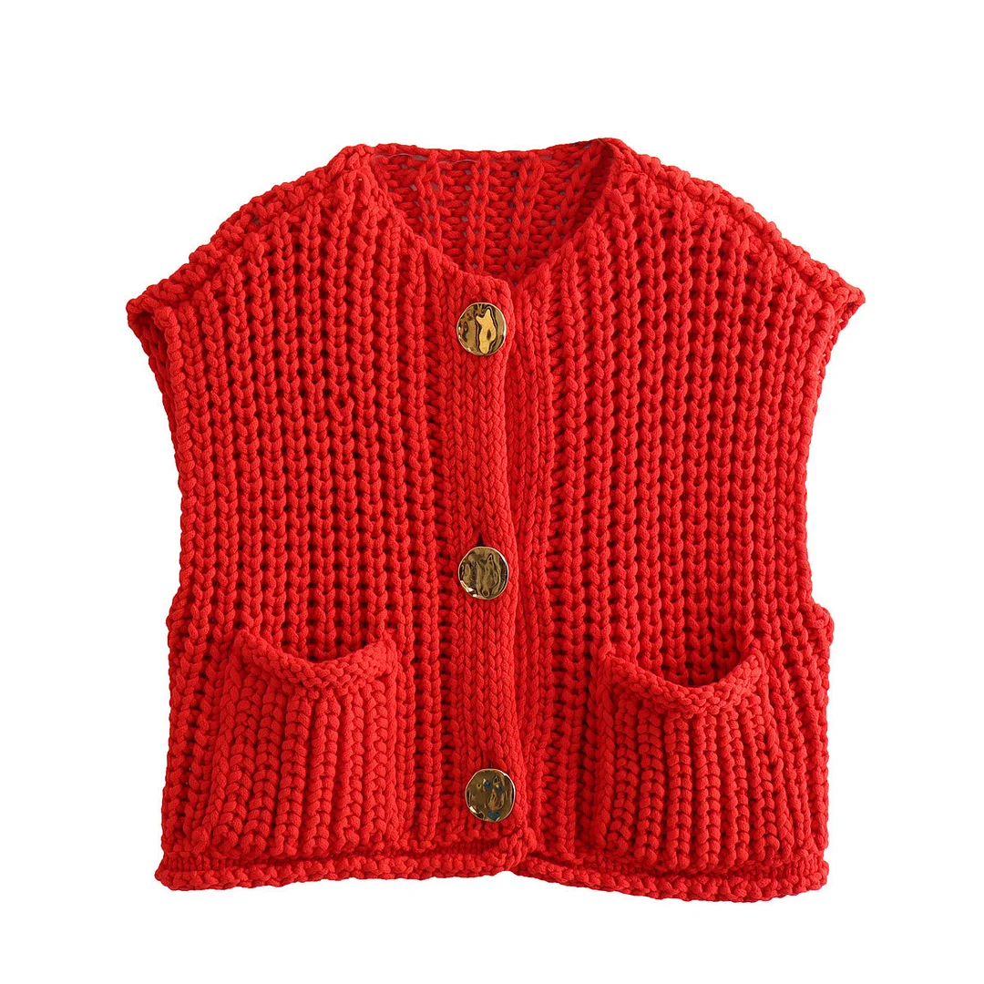 Woherb 2024 Autumn And Winter New Women's Street Fashion 11 Color Thick Needle Vest W063 6001-Outfit Ideas