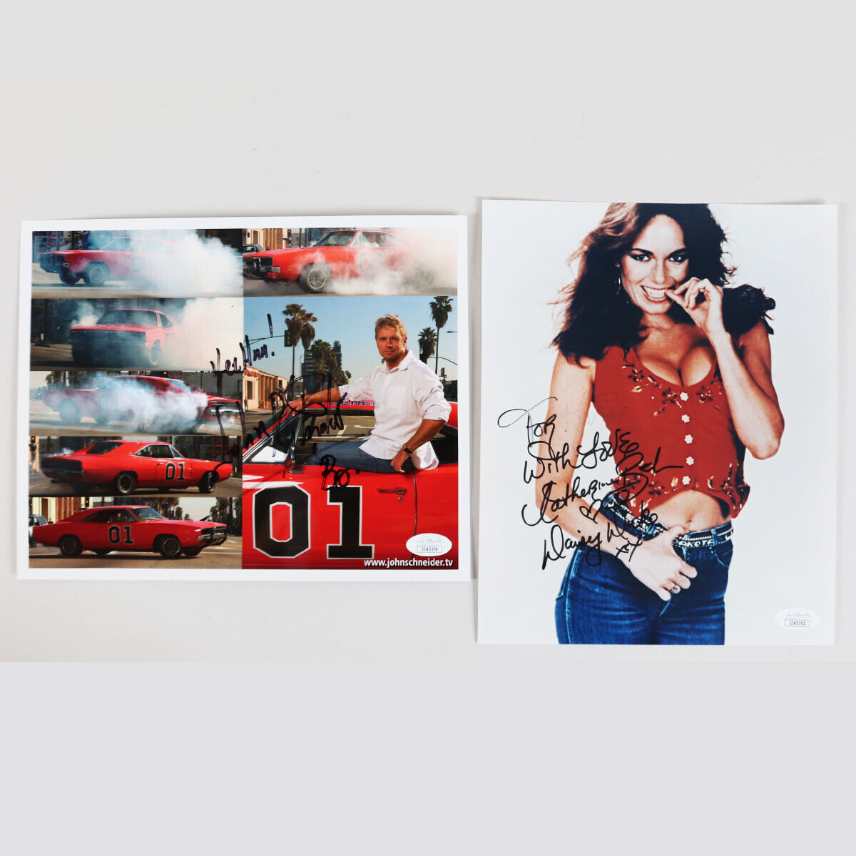 John Schneider & Catherine Bach Signed 8x10 Photo Poster painting The Dukes of Hazzard - COA JSA