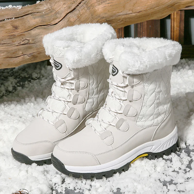 Letclo™ New Women's Plush Warm Leather Snow Boots letclo 