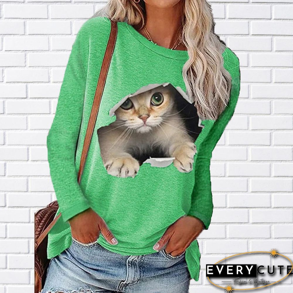 Winter Fashion Women Clothing Feather Printed Casual Sweatshirt Long Sleeve Tops T-shirt Blouse Ladies Round Neck Pullover Sweater Plus Size XS-8XL