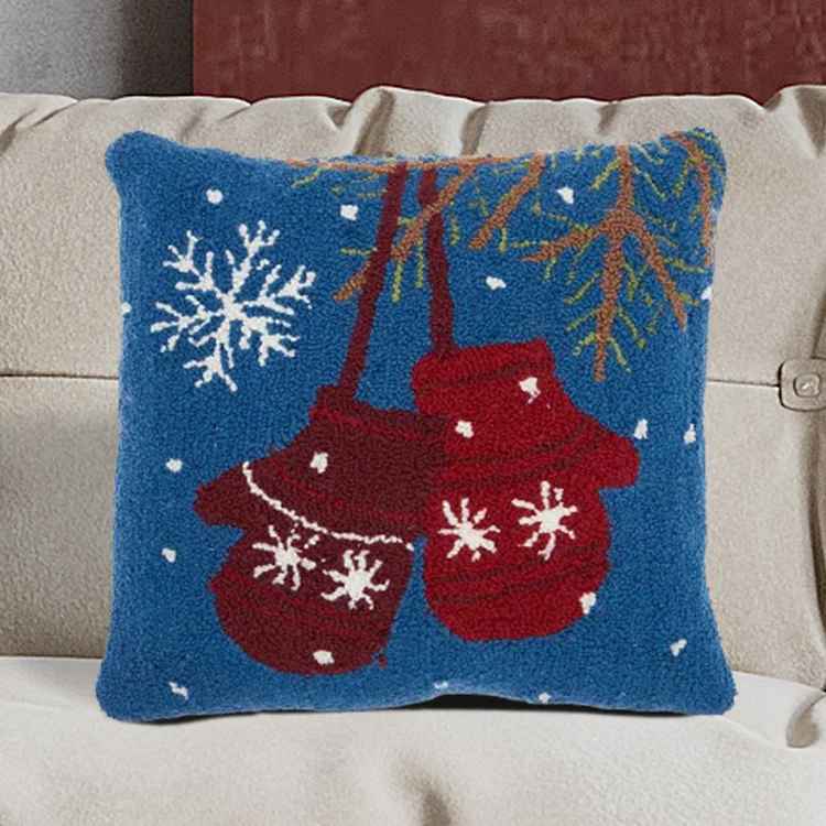 Christmas Gloves Pillowcase Latch Hook Kits for Beginners veirousa