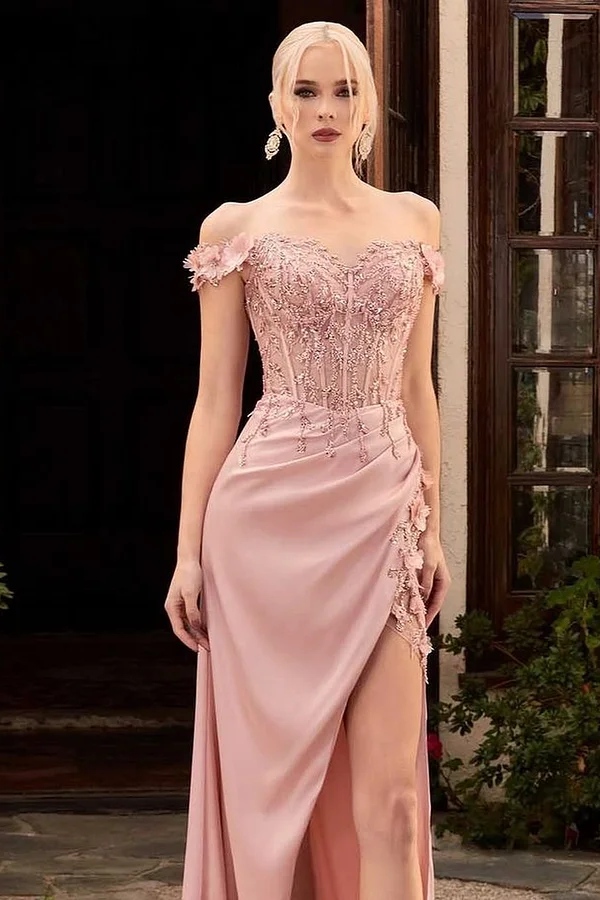 Daisda Pink Sleeveless Strapless Sweetheart Mermaid Beads Embroidery Prom Dress 