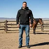 Men's Vintage Western Cowboy Fleece Pocket Long-Sleeved Hoodie by Inlyline