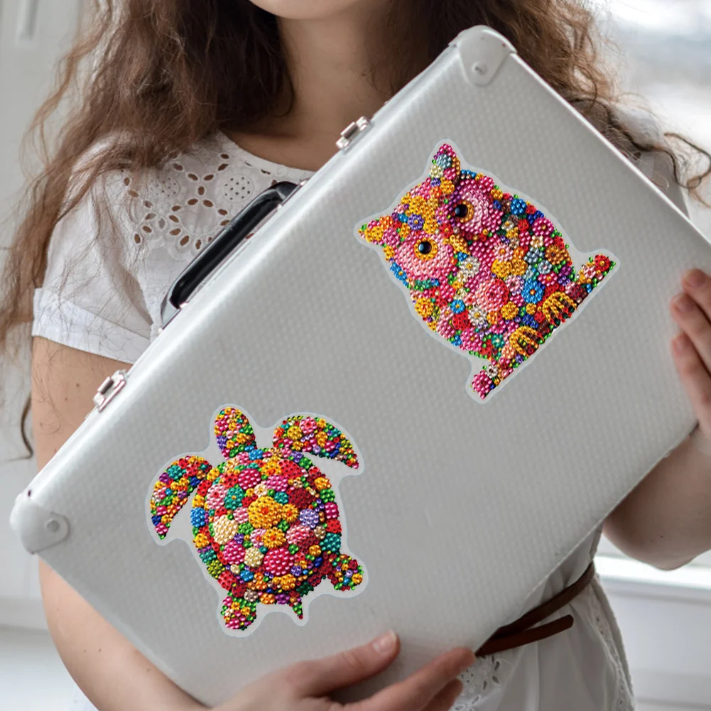 12 Pcs Flower Animals 5D Diamond Painting Sticker Kit Diamond Art Stickers