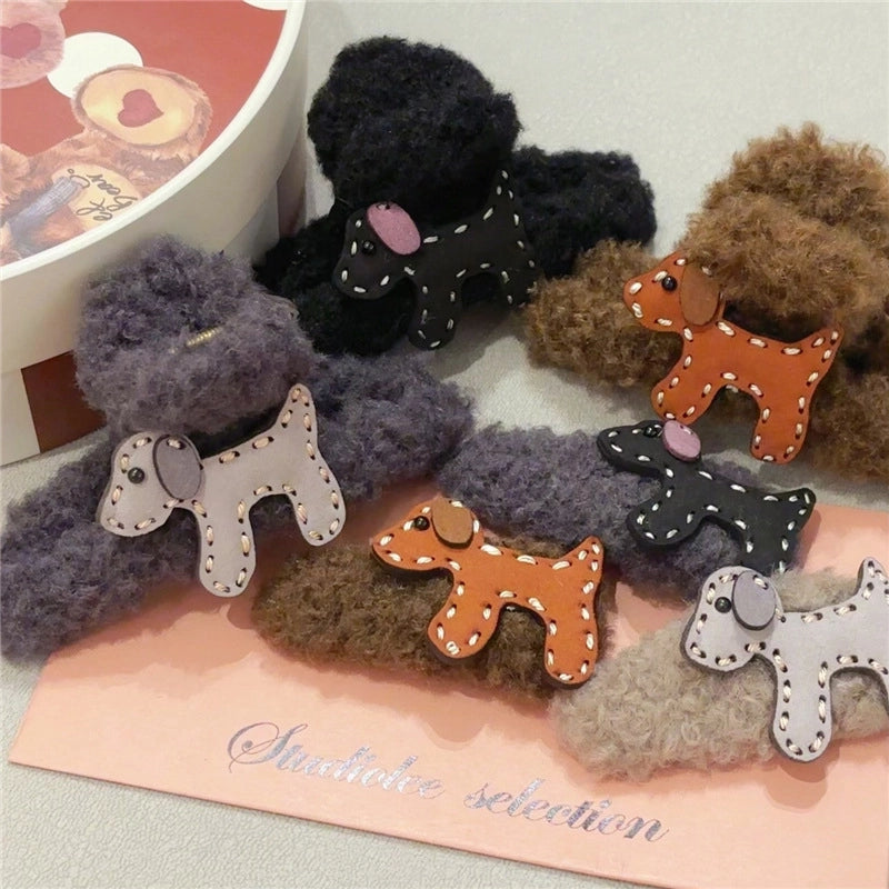 Cute Women’s Dog Plush Hair Clip Hair Claws