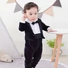 Baby Boy Long Sleeve Golden Velvet Bodysuit Rompers