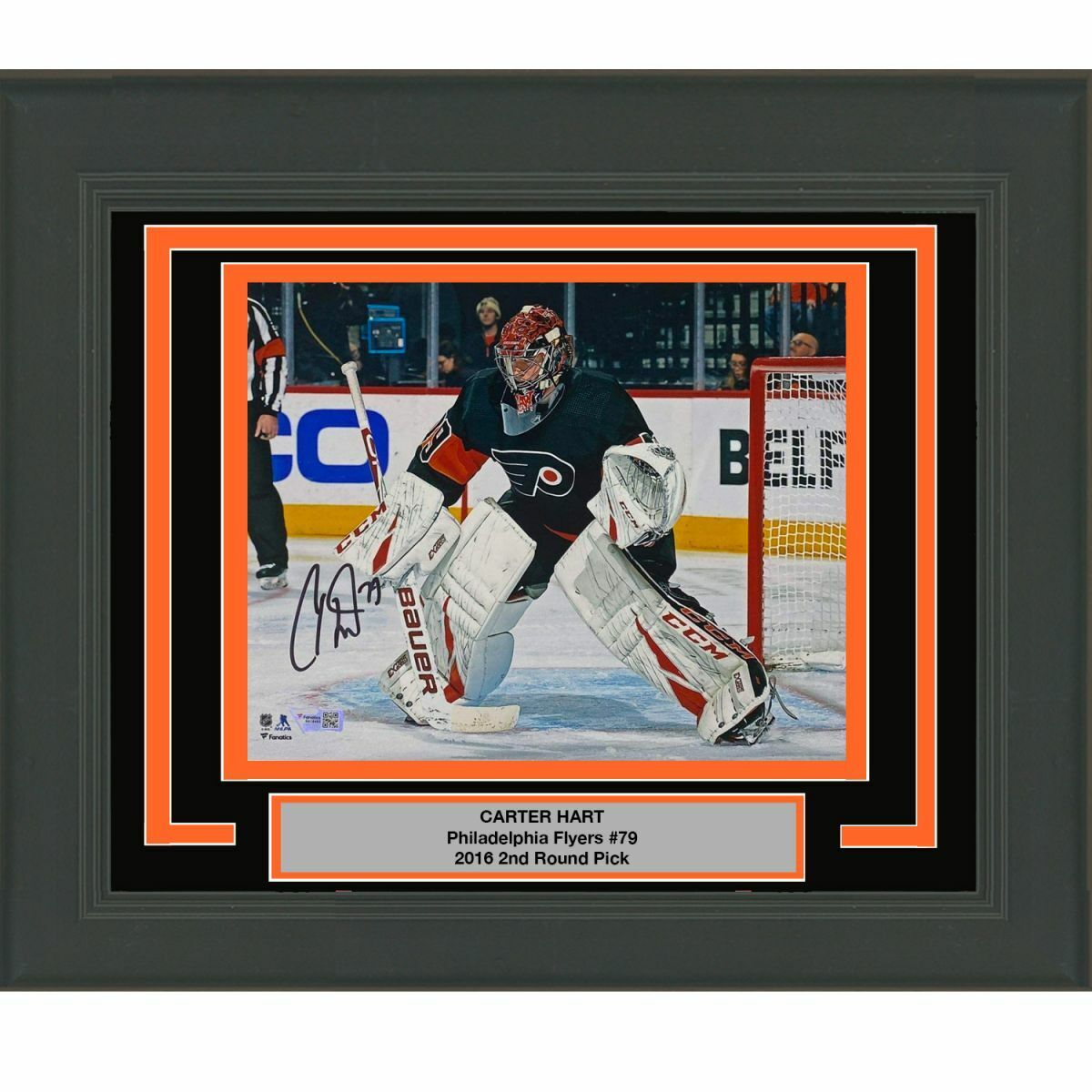 FRAMED Autographed/Signed CARTER HART Flyers 8x10 Hockey Photo Poster painting Fanatics COA Auto