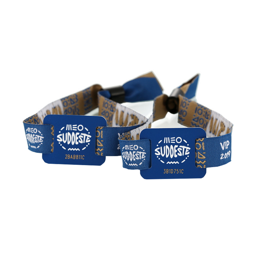 Adjustable Passive Elastic Festival Stretch Woven RFID NFC Wristband For Events