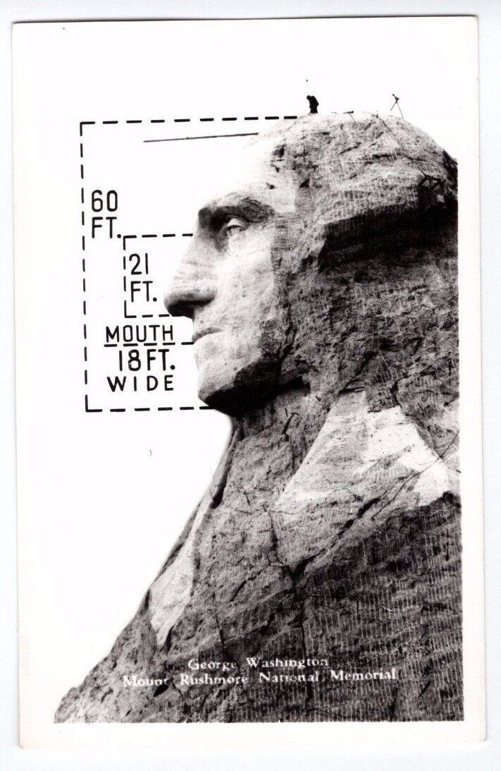 George Washington Mount Rushmore Nat. Memorial RPPC Real Photo Poster painting Postcard Unused