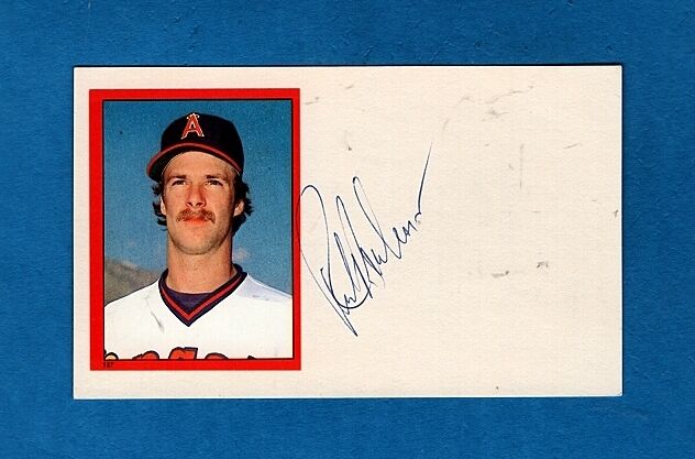 RICK BURLESON-CALIFORNIA ANGELS AUTOGRAPHED-3X5 CARD W/Photo Poster painting