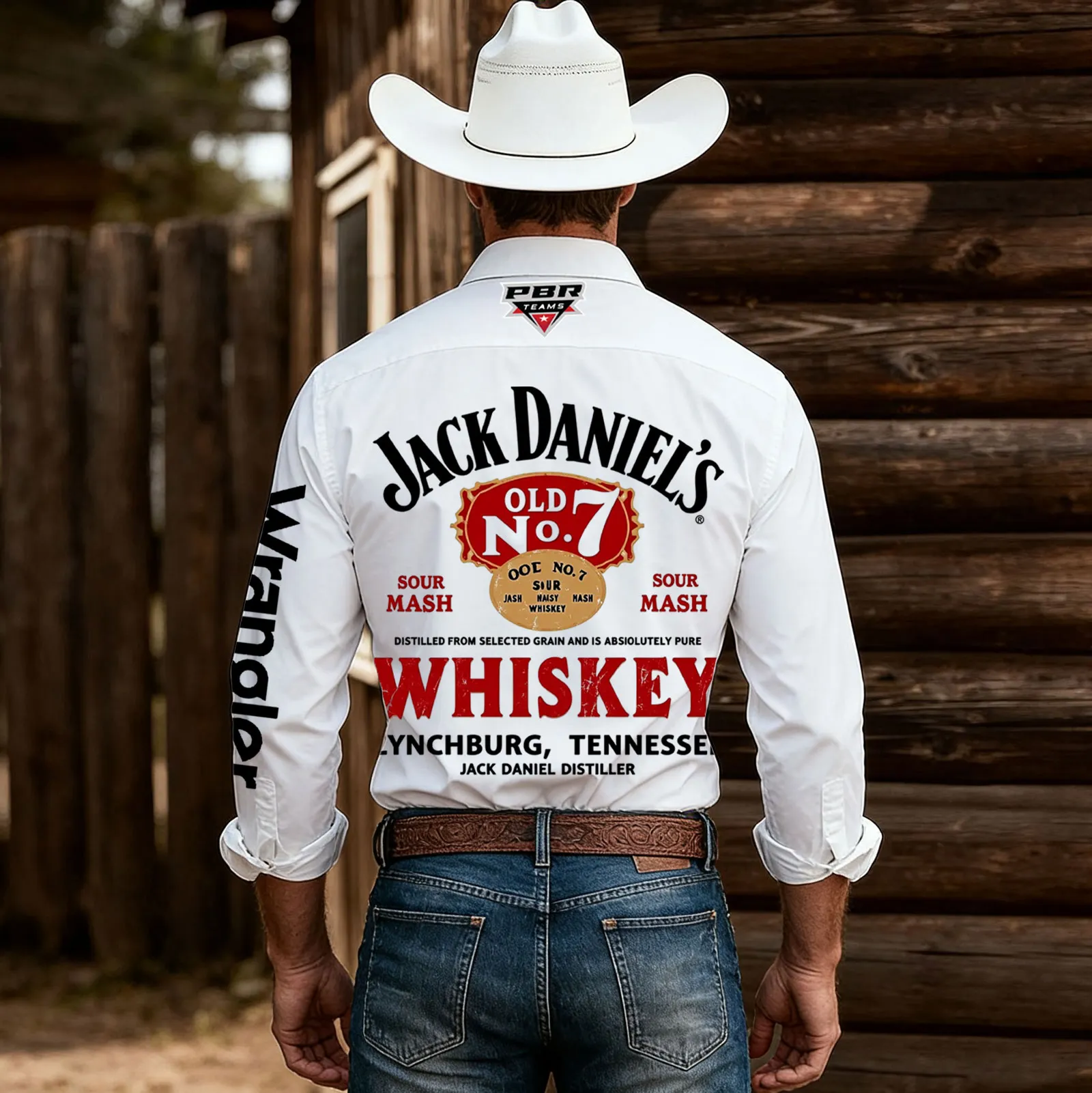 Cotton Western Shirt With Full-Back Print For Men
