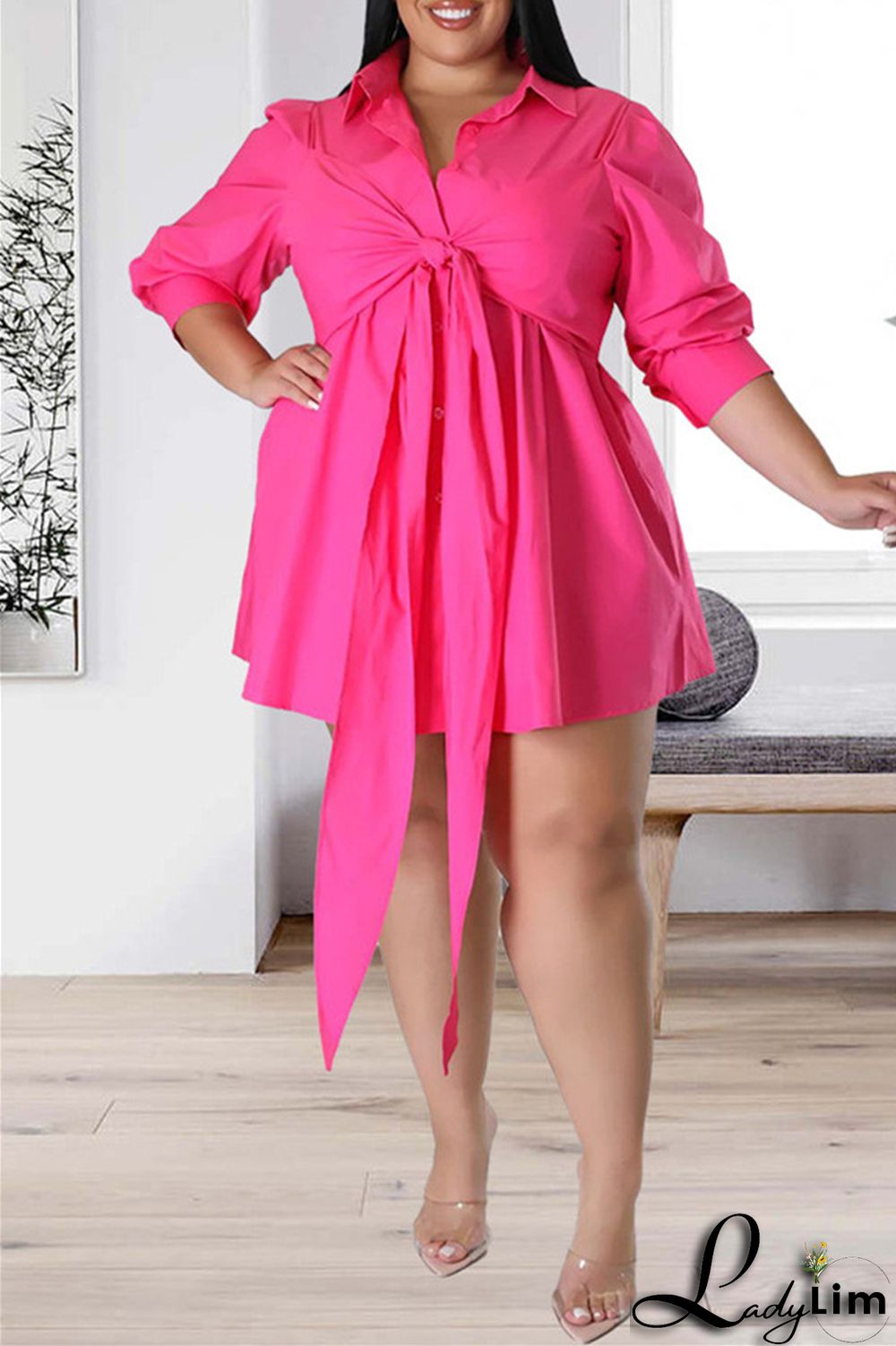 White Fashion Casual Solid Patchwork Turndown Collar Shirt Dress Plus Size Dresses