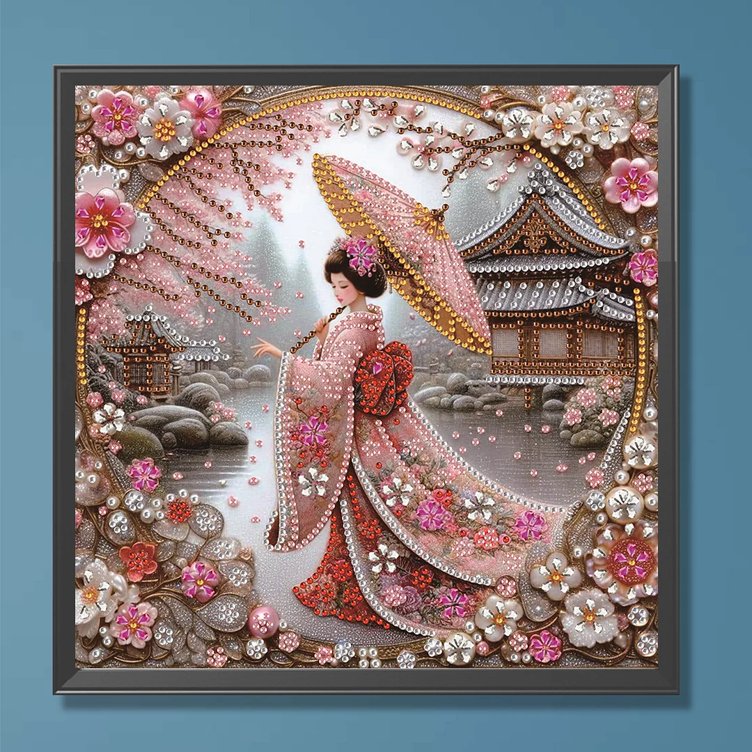 Japanese Beauty Special Shaped 5D DIY Partial Drill Diamond Painting Kit 30x30cm