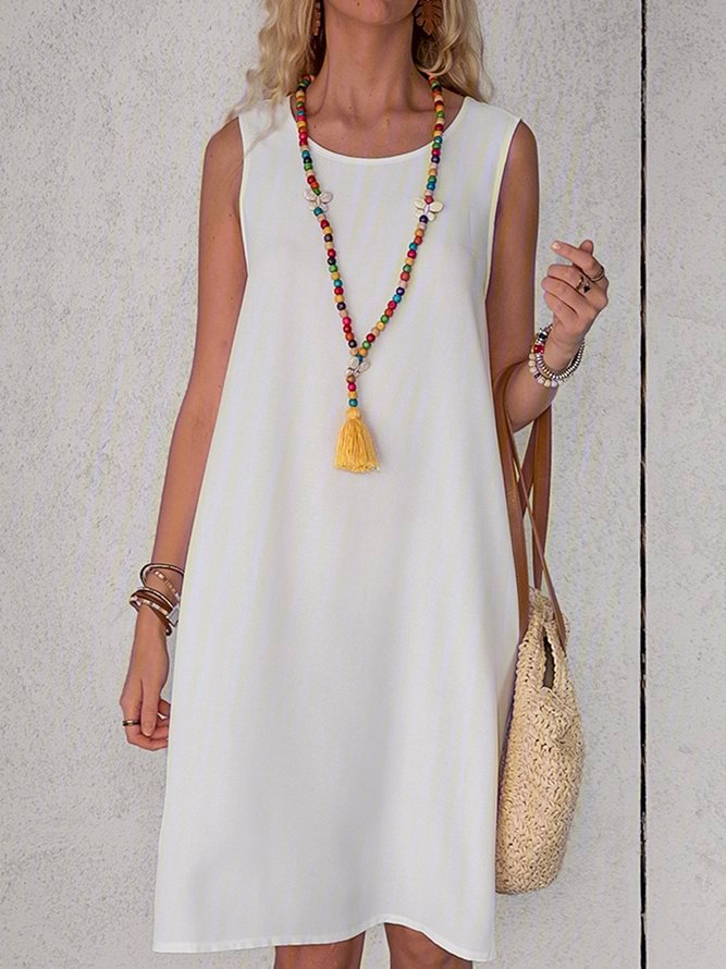 Solid Sleeveless Mini Dress Summer Plus Size Dresses Zaesvini
