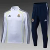 2025/2026 Real Madrid Half-Pull Training Suit White Football Shirt 1:1 Thai Quality Set