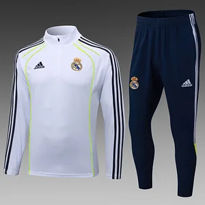 2025/2026 Real Madrid Half-Pull Training Suit White Football Shirt 1:1 Thai Quality Set