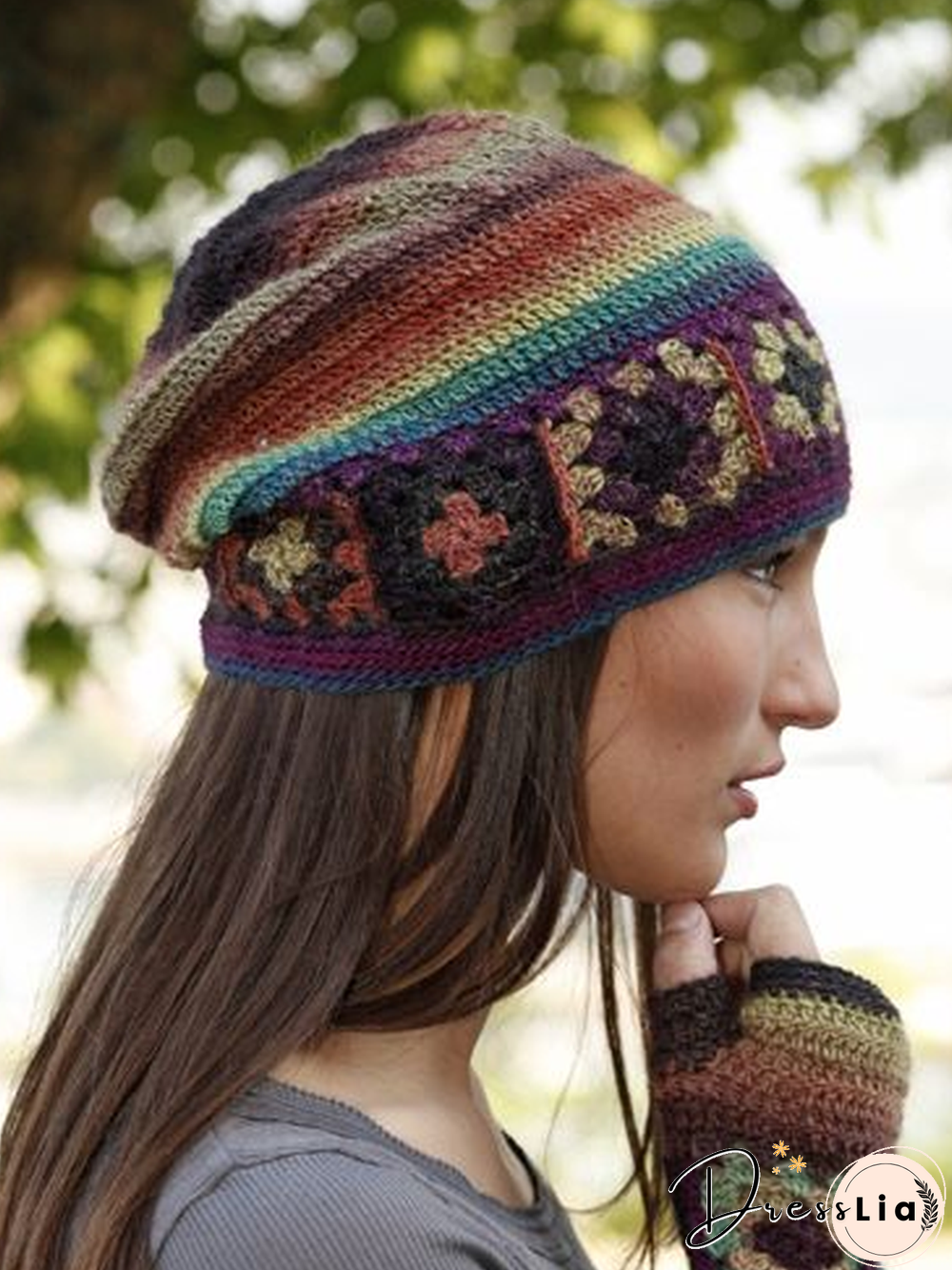 Women Color-Block Casual Knitted Hats