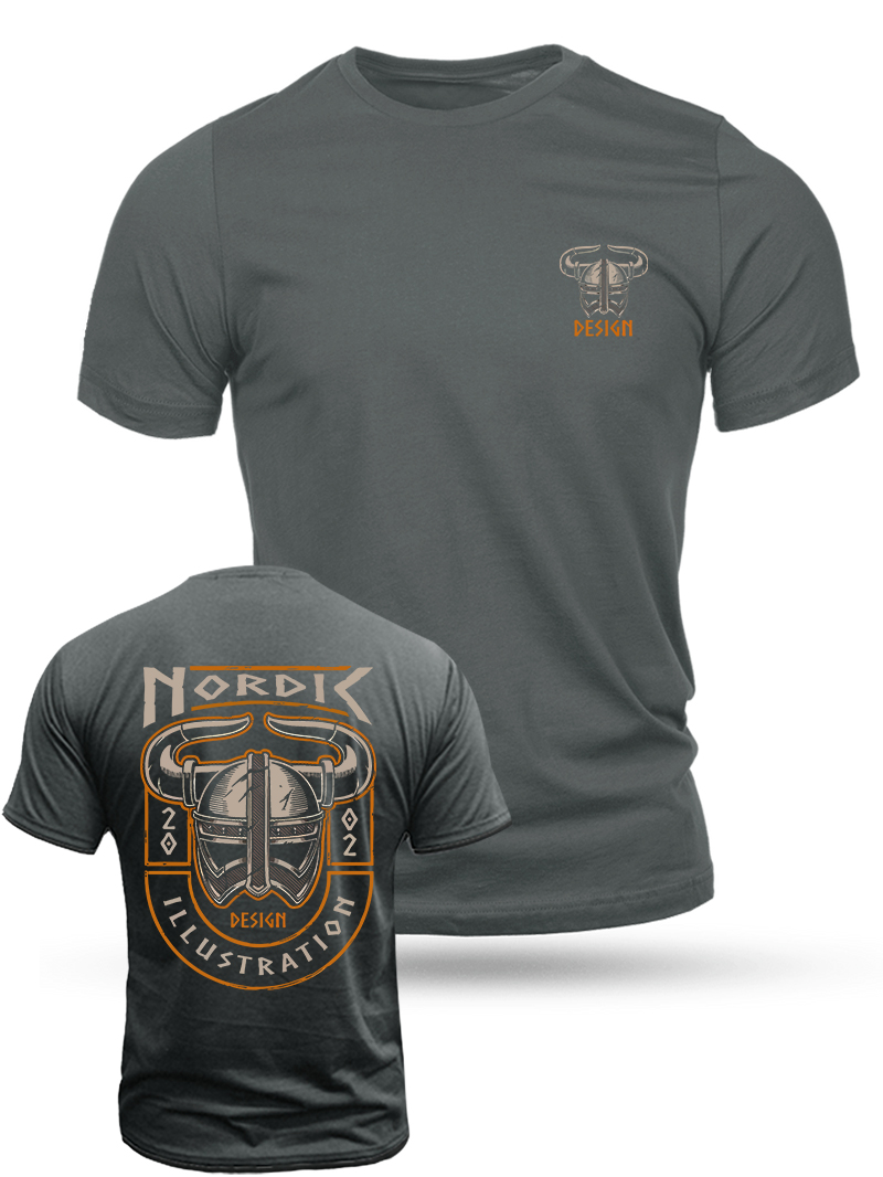 Men's Viking Helmet Warrior Design Illustration Print Casual Short Sleeve T-shirt