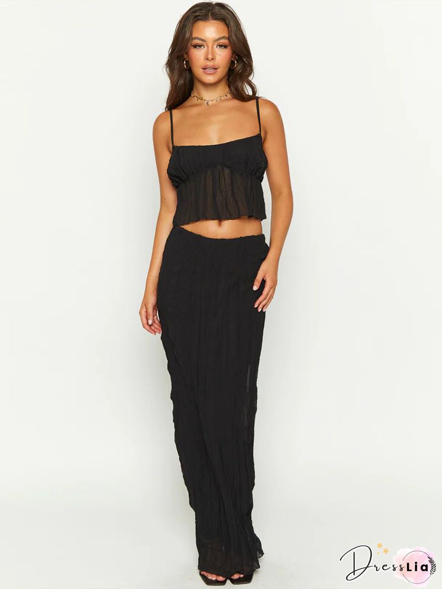Bohemian Crop Top Dress Two Pieces Skirt High Waisted