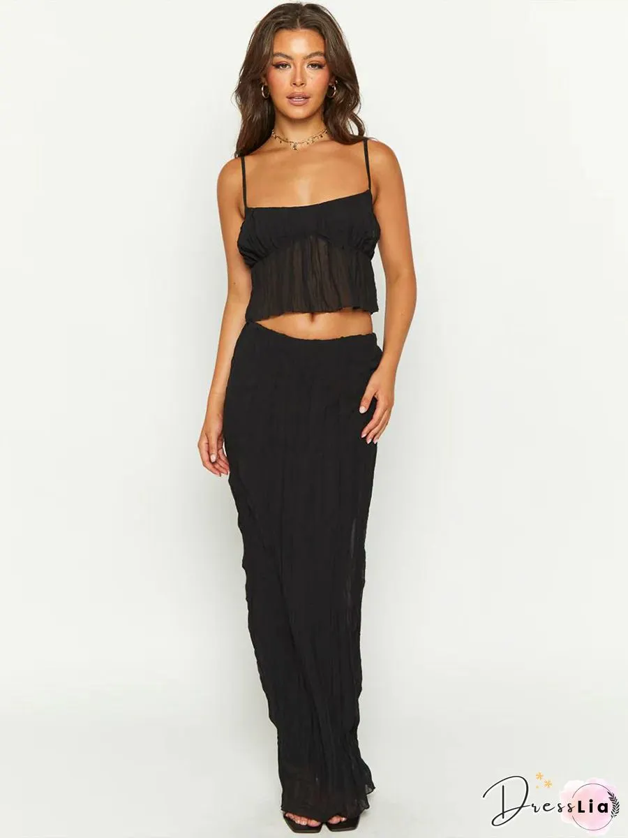 Bohemian Crop Top Dress Two Pieces Skirt High Waisted