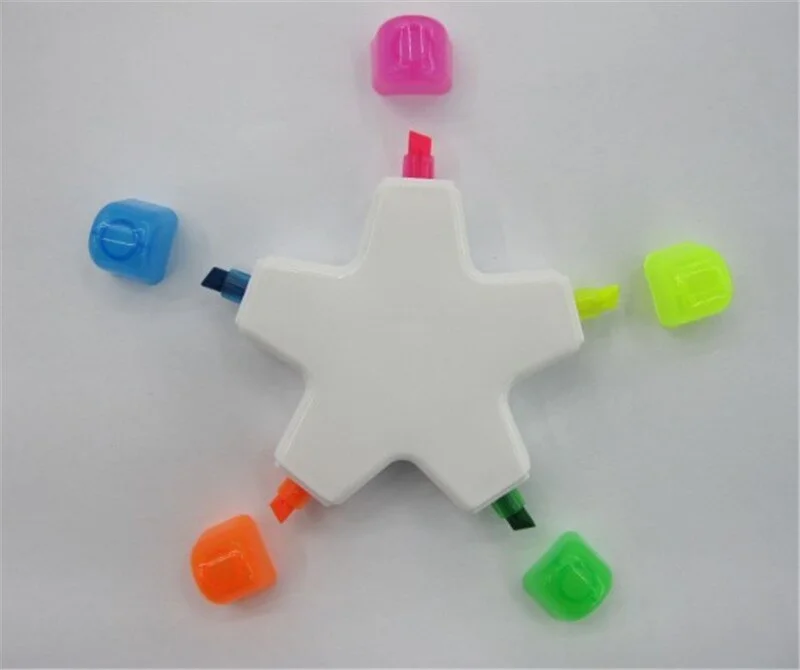 Colorful Pentagram Highlighter Pens Writing Marker Fluorescent Pen School Office Supplies Students Rewards