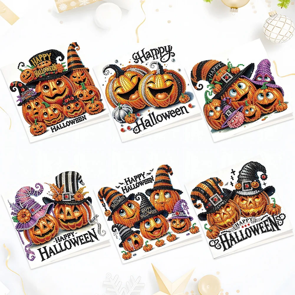 6PCS DIY Diamond Art Greeting Cards Congratulations Cards & Gifts (Halloween)