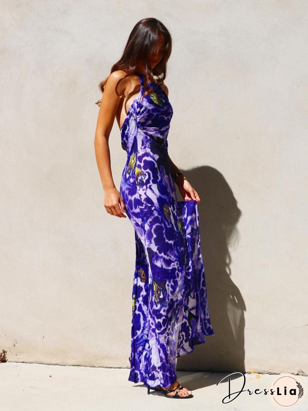 Off Shoulder Maxi DressFor Women Elegant Chic Print Backless Party Dress Summer Sleeveless Sexy Evening Dress Club Outfits