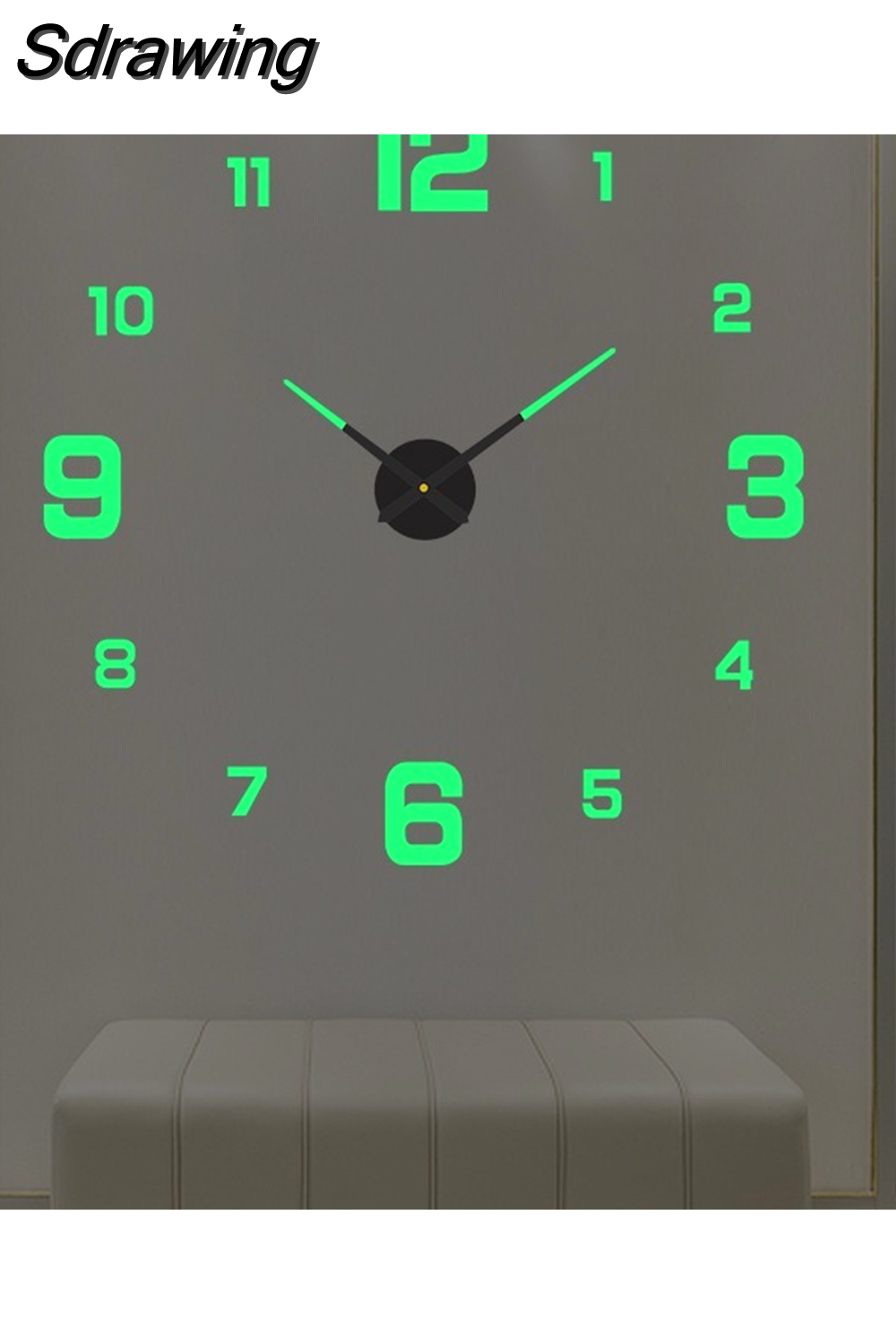 Sdrawing Wall Clock Luminous Frameless Wall Clocks DIY Digital Clock Wall Stickers Silent Clock for Home Living Room Office Wall Decor