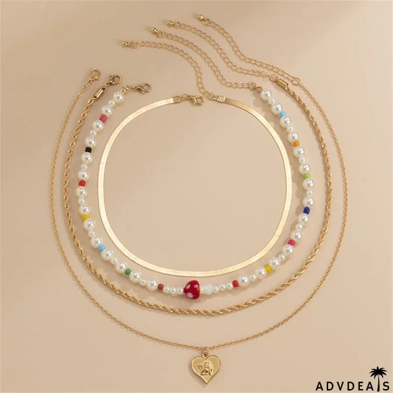 Creative Multi-layer Female Beaded Collarbone Chain Necklace