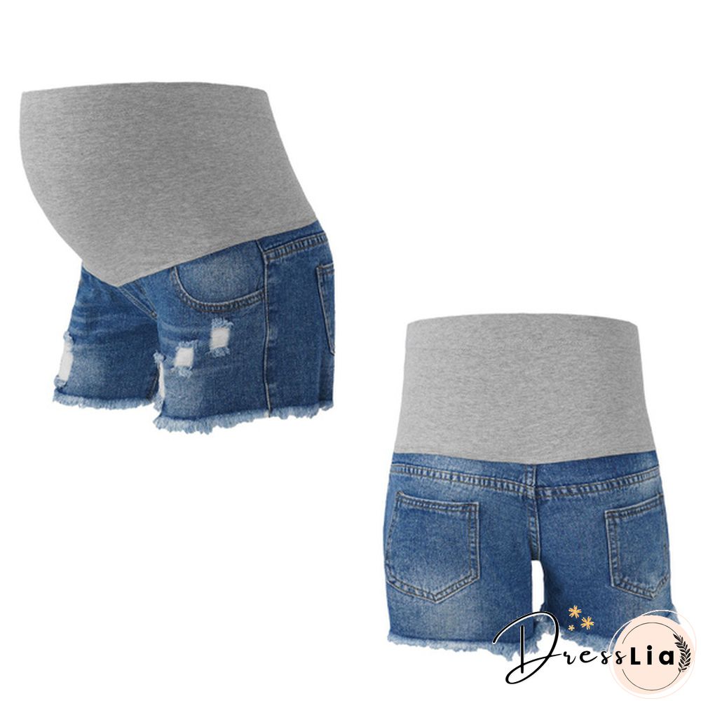 Summer Maternity Pants For Pregnant Women Clothes Denim Abdominal Elastic Waist Pregnancy Shorts