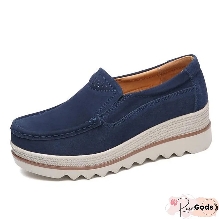 Women Shoes Platform Slip On Flats Loafers Moccasins Hollow Out Casual Shoes