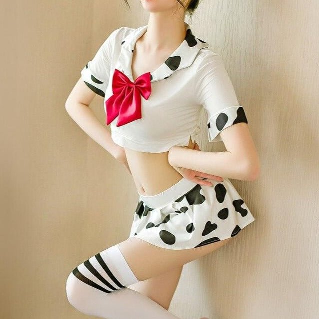 Japanese Kawaii Cow Lingerie Set with Bow SS2254