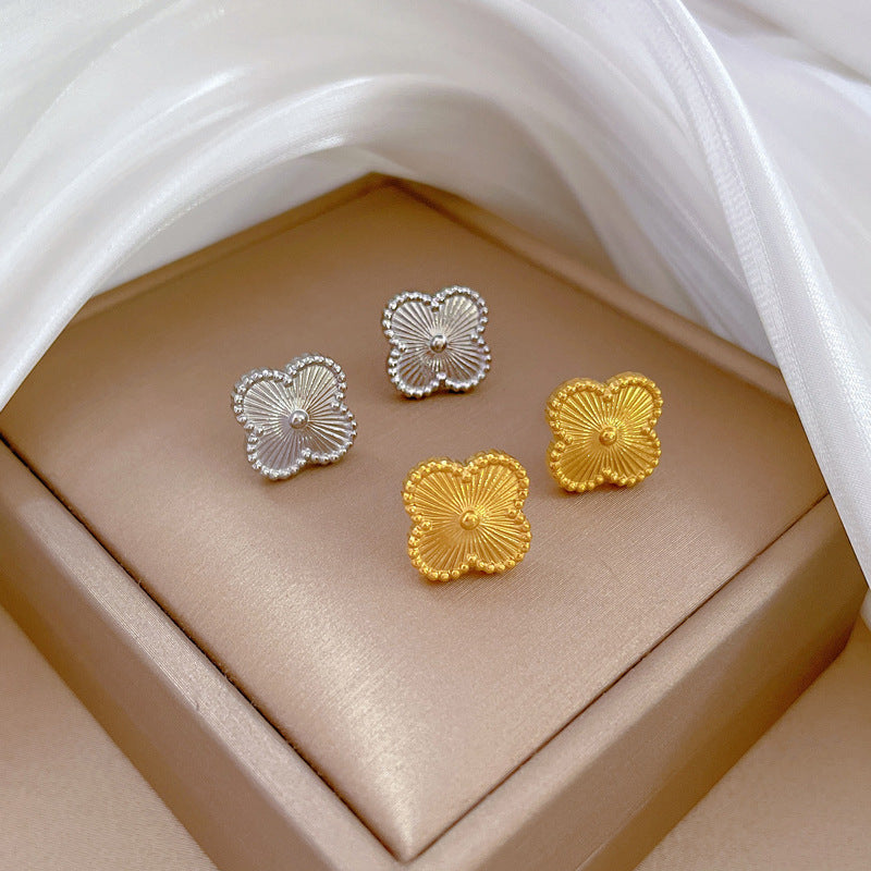 Korean Cosmos Geometric Titanium Steel Electroplating Earrings