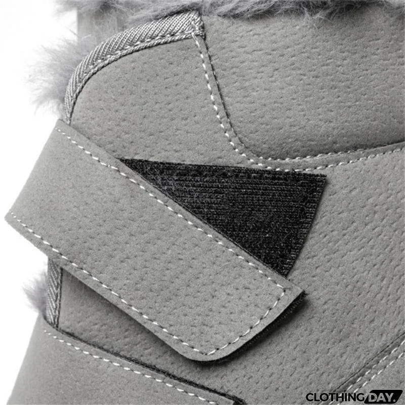 Men's Simple Stitches Rubber Sole Warm Plush Winter Snow Boots