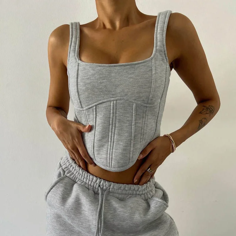 Drawstring Hooded Short Sweatshirt Drawstring Pants 3-Piece Set