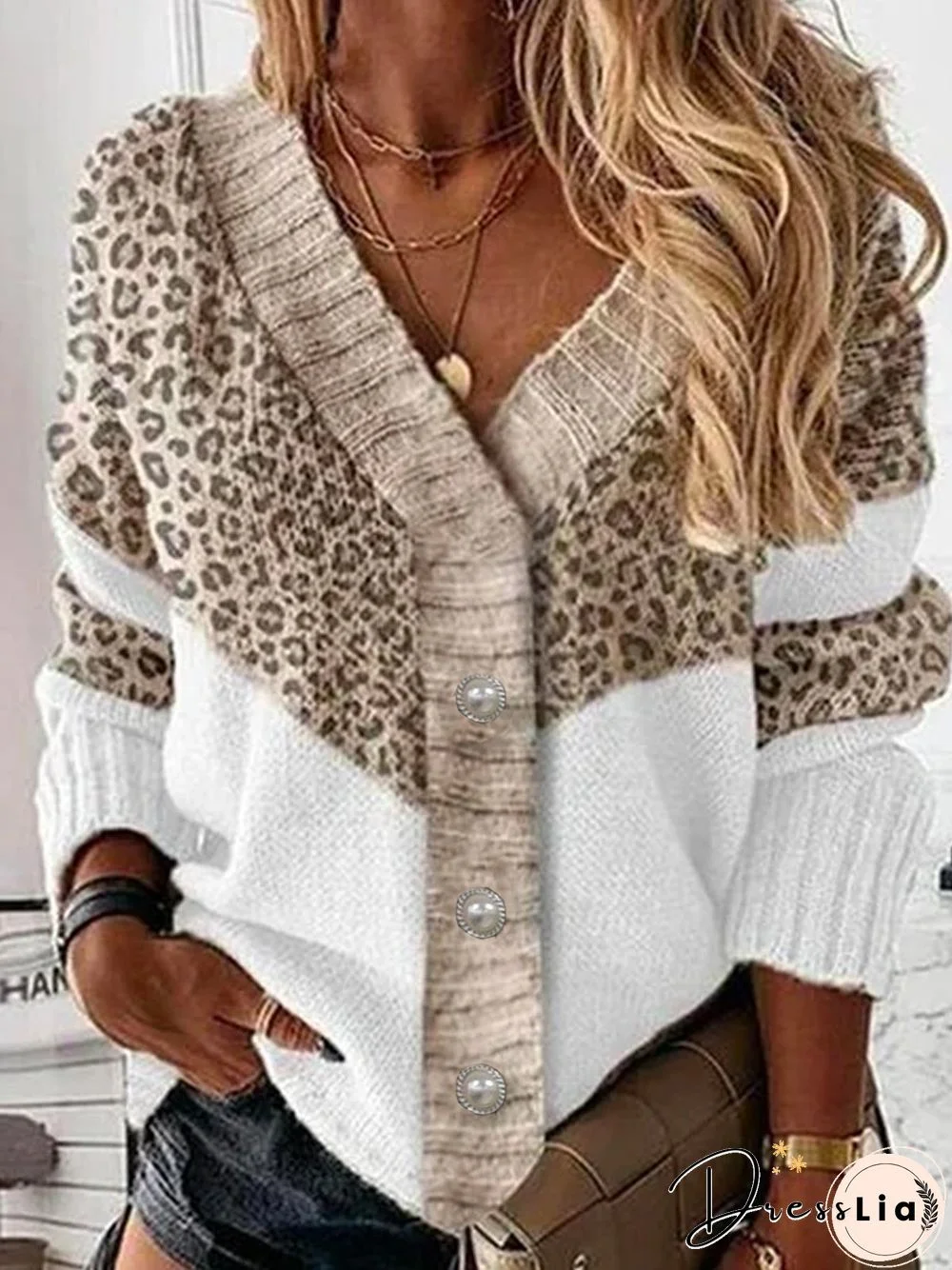 V Neck Cotton Blends Sweater