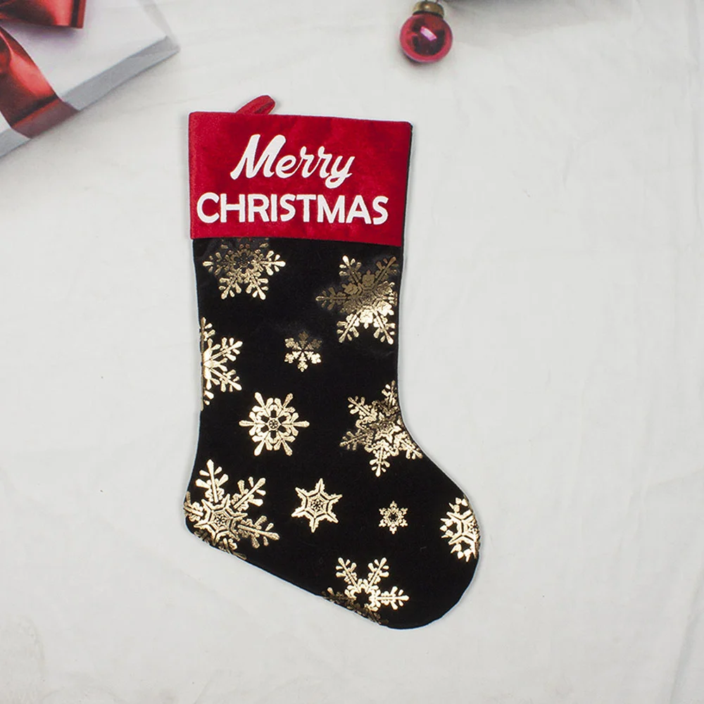 Stage Decoration Christmas Hot Stamping Silver Snowflake Gift Socks