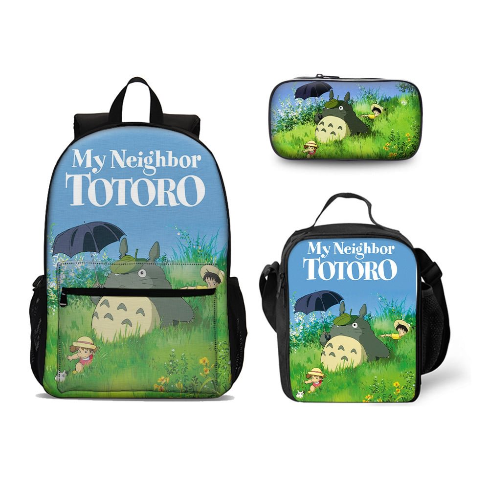 Totoro Backpack Set School Bookbag Pencil Case Insulated Lunch Bag for Kids