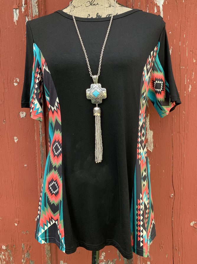 Printed Crew Neck Cotton-Blend Casual Shirts & Tops