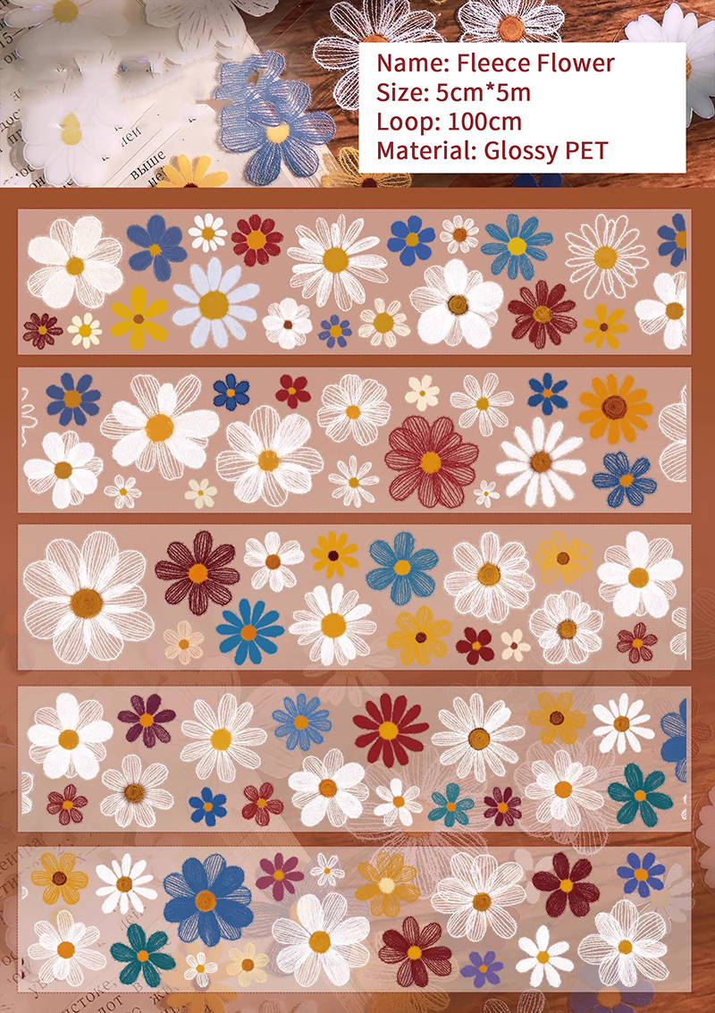 PET Tape - 500cm/600cm Vintage Flower Moon Landscape 