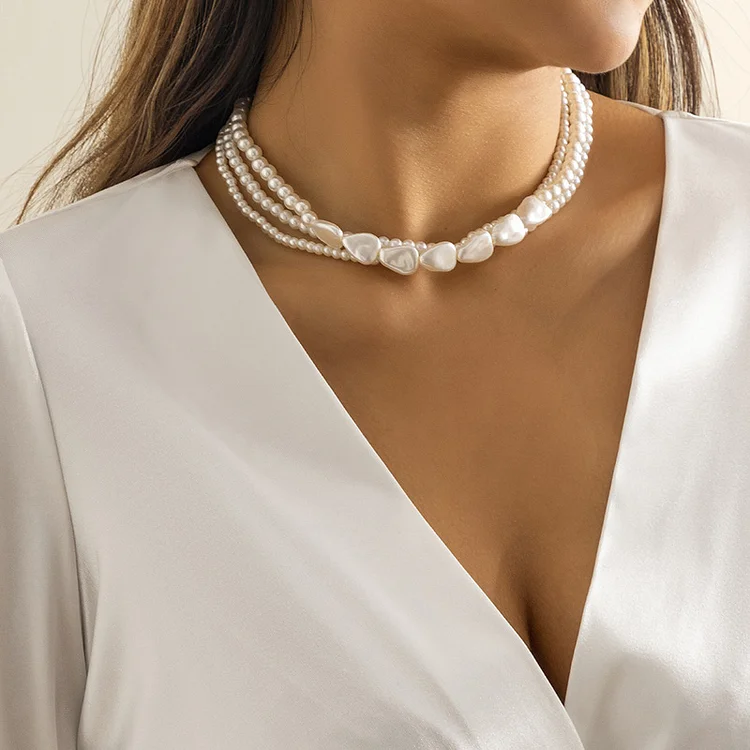 Fashion Multi-Layered Water Drop Chain Imitation Pearl Necklace