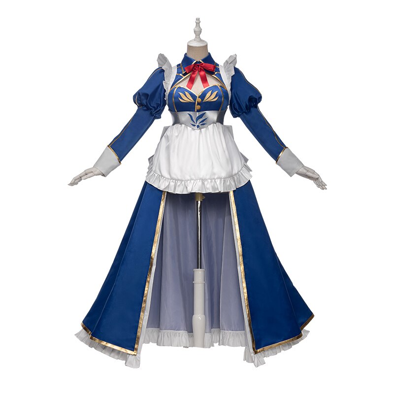 FGO Arutoria Saber Altria pendragon Maid Lolita Blue Dress Cosplay Costume