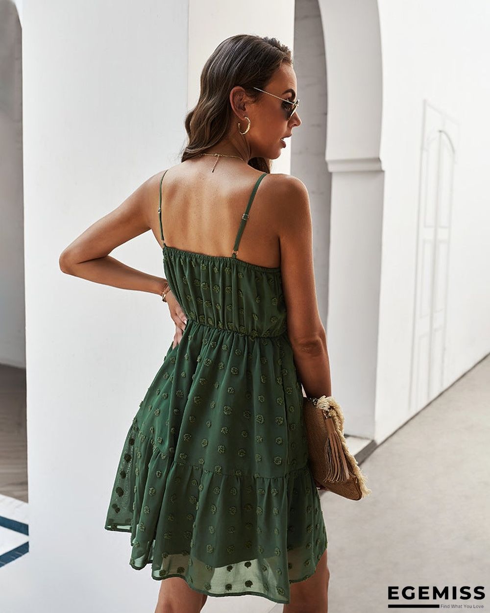 Women's Suspender Dress V-neck Sexy Casual Skirt Swing Skirt | EGEMISS