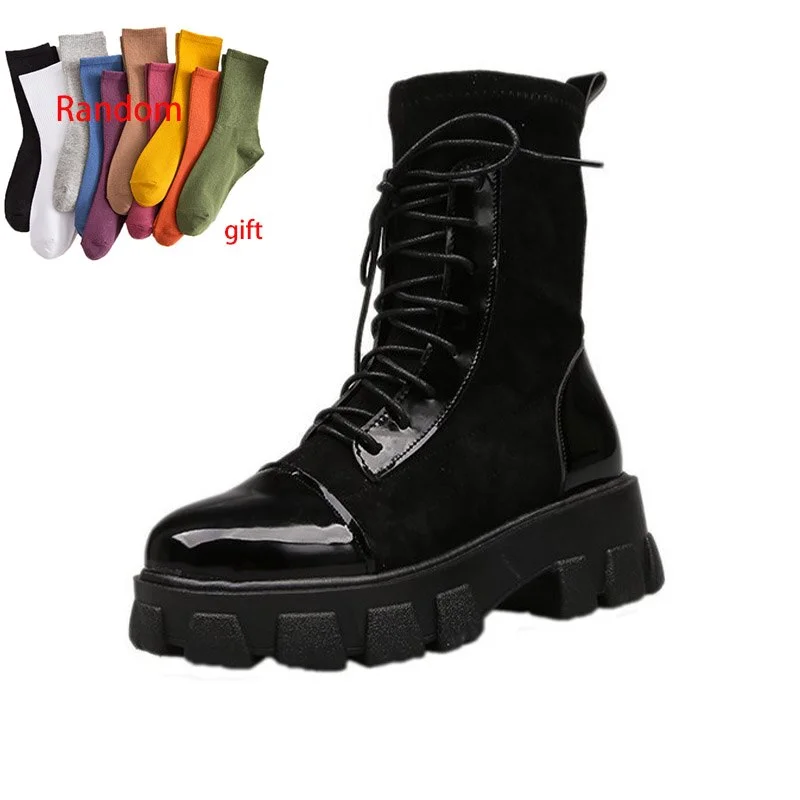 Qengg MCCKLE Women's Autumn Boots Women Ankle Boots Woman Winter Shoes Female Chunky Heel Platform High Boots Lasdies Botas Mujer 2020