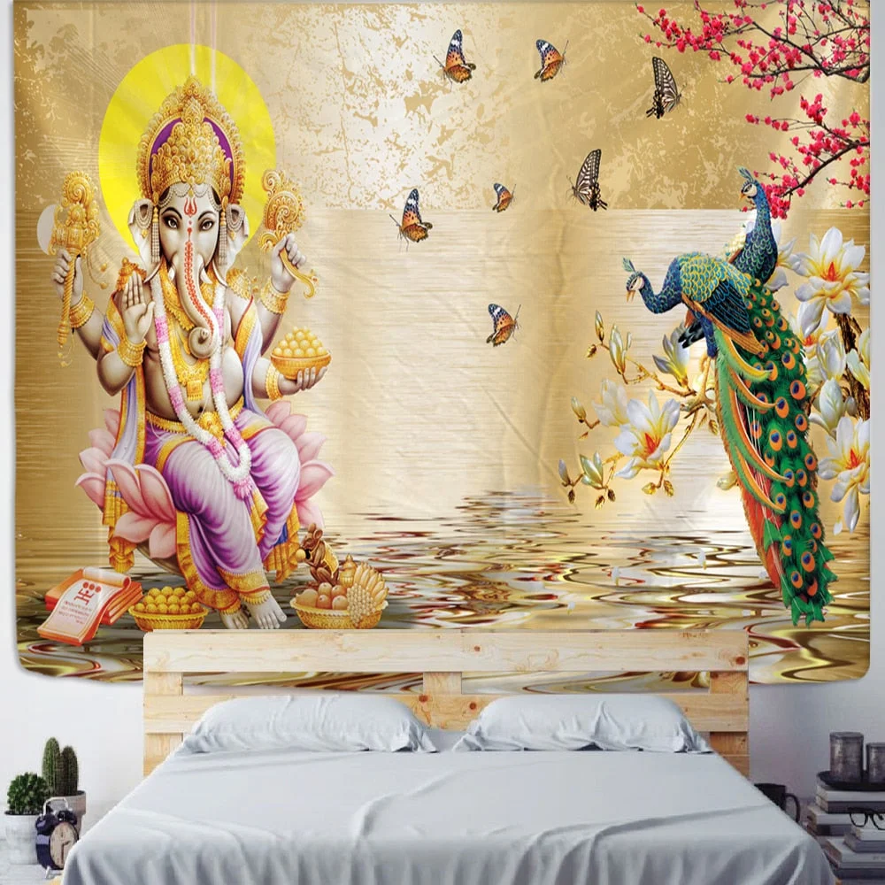 3D Printing Color Elephant Tapestry Wall Hanging Bohemian Hippie Mandala Living Room Art Room Home Decor