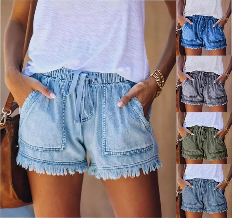 Women's Pocket Cotton Casual Denim Shorts