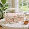 Wooden Sewing Kit Storage Box with Handle Sewing Kit Carrying Organizer with Removable Tray Large Capacity for Sew Mending Beginner Professional Gift